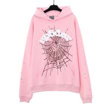 Autumn/Winter Y2K Clothing: Street-Style Hip-Hop Style Foam Spider Web Hooded Sweatshirt, Fashionable Sporty Hoodie. - Hồng - Xem 1