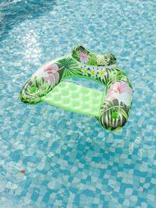 1个蓝色火烈鸟/枫叶图案充气U型成人漂浮椅，简易水上娱乐漂浮物，枫叶PVC充气漂浮物，带2个杯架的充气水上漂浮椅 - 均碼 - 查看 8