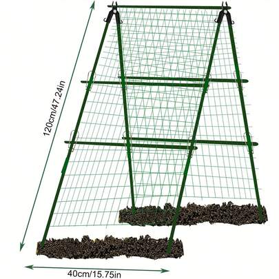 47"X15" A-Frame Trellis For Outdoor Garden, Cucumber Support, Suitable For Planting Beds, Vining Vegetables & Plants, With Grid