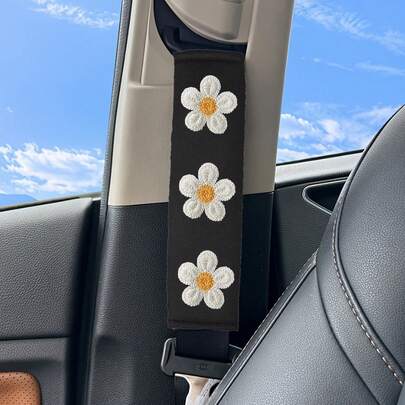 Flower Seatbelt Covers, Soft Protective Shoulder Pads, Car Interior Decor For Women