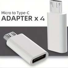 4个装 USB-C 转 Micro USB 适配器，白色 Type-C 母口转 Micro USB 公口转换器，支持充电和数据同步，兼容三星 Galaxy S7 Edge S6、Nexus 5 和其他 Micro USB 设备 - 彩色 - 查看 12