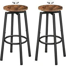 Swivel Backless Bar Stools Set Of 2 Round Adjustable Feet Modern Breakfast Chairs For Kitchen Islands Bar Cafe Rustic Brown Black - 2 - View 1