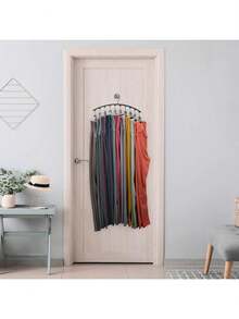 [Wardrobe Storage Combo] Metal Leggings Hanger With Silicone Coated 2 Pack | With 10 Anti-Slip Clips, 20 Pairs Of Pants Can Be Hung | Space-Saving Closet Organizer | Black And White Available In Both Colors | Multifunctional Storage Cabinet Organizer - White - View 3