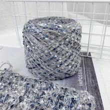 1卷100克多色混纺纱线，闪亮金属纱线，银蓝色闪光高档纱线，适用于编织和钩编，是DIY包袋、手工配饰和工艺项目的理想之选。 - 100g - 查看 2