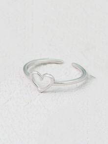 BALMORA 1pc Sterling 925 Silver Fashion Elegant Hollow Love Heart Foot Opened Ring For Women Daily Wearing Friendship Party Jewelry Gift - Silver - View 4