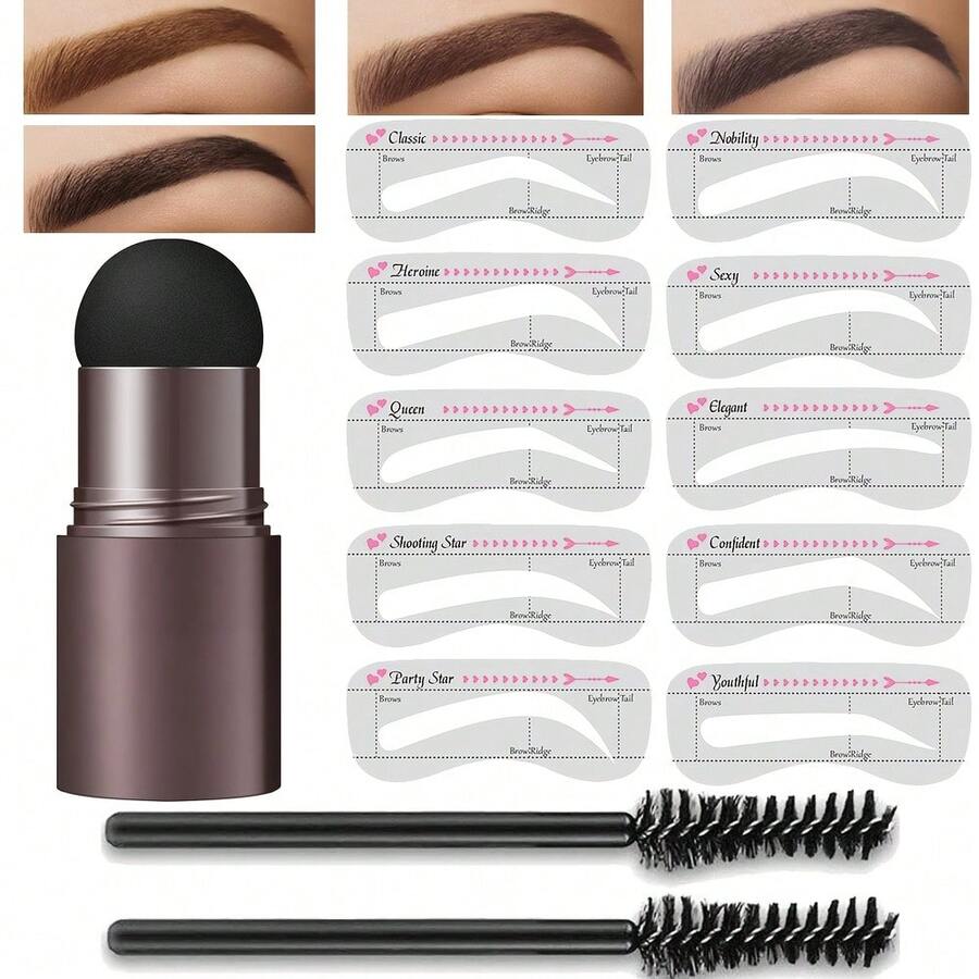 Eyebrow Stamp And Eyebrow Stencil Kit, With Eyebrow Brush One Step Eyebrow Stamp Shaping Kit With 10 Reusable Eyebrow Stencils - Eyebrow Stamp - View 1