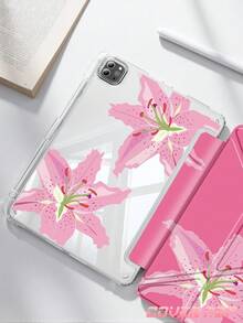 Pink Hibiscus Case Compatible With IPad Air 11-Inch M3 2025 / M2 2024, Air 5th Generation 2022 , (A16) 11 Inch 11th Generation 2025,Compatible With Samsung Galaxy Tab,Kindle Paperwhite 12th Gen 2024, Clear Back ,Fashion Pattern Protective Case,Autlueomatic Sleep And Wake-Up Function, Airbag Protection, Suitable For Gifts And Office Use - Multicolor - View 4