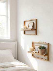 1/2件套乡村风木质悬浮壁架，壁挂式展示架，农舍风格墙面装饰，波西米亚风家居装饰收纳架，适用于客厅、卧室、玄关、厨房、浴室，北欧风格墙面装饰，简约壁挂式家居收纳架，现代风格置物架套装，适用于公寓、办公室及其他家居装饰空间 - 彩色 - 查看 10