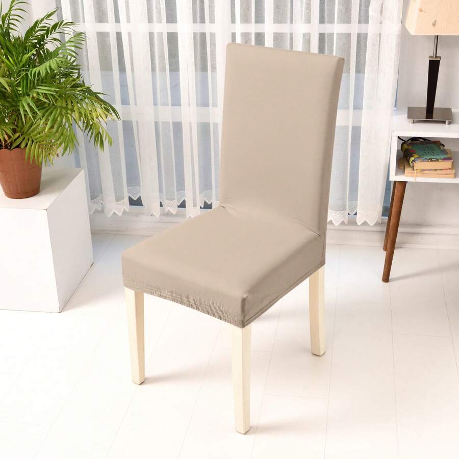 Single Chair Cover Standart Size - 96% Cotton 4% Elastan - Made In Turkiye - Beige - View 1