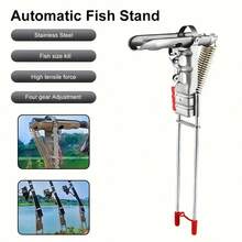 1pc Foldable Stainless Steel Fishing Rod Holder, Automatic Extendable Fishing Rod Stand, Perfect For Handheld Ground Fishing. Foldable Dual Spring Design Fishing Rod Holder With Automatic Spring And Ground Support Structure - Fishing Gear - Multicolor - View 4