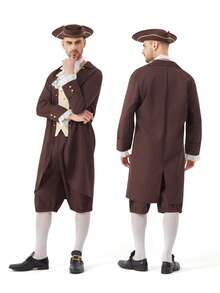 5pcs/Set Adult Colony Set Cosplay Colonizer Adult Halloween Carnival Cosplay Costume - Coffee Brown - View 6