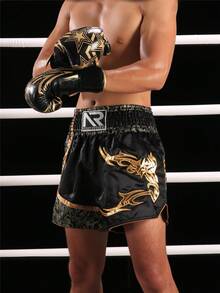Anotherboxer Quần đùi MMA Muay Thai, quần đùi MMA cao cấp dành cho nam, quần đùi Jiu Jitsu, quần đùi thể thao tập luyện MMA, dụng cụ thi đấu. - màu đen - Xem 2