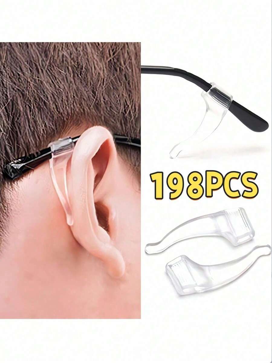 198/10/5pairs Clear Eyeglass Ear Grips, Comfortable Silicone Anti-Slip Ear Hooks For Glasses, Replacement Eyeglass Temple Tips For Fashion Glasses & Eyewear - View 1