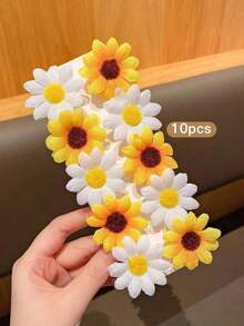 10pcs Sunflower Hair Clips, Korean Style Hairpins, Hair Accessories - 彩色 - 查看 2