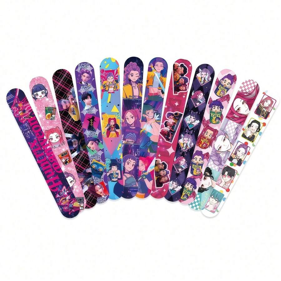 12pcs Cartoon K-Pop Witch Hunting Theme Snap Bracelets, Suitable For Student Party Gifts [Random Styles] - Multicolor - View 1