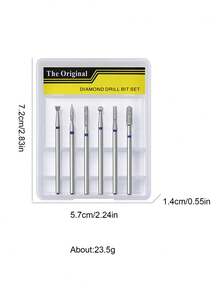 6pcs/Set Nail Drill Bits Diamond Milling Cutter For Manicure 3/32" Burr Electric Cuticle Clean Nail File Cuticle Remover Tool Nails Supplies - Silver - View 8