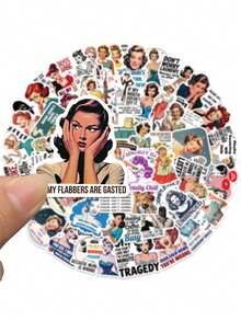 50pcs Retro Women's Quotes Sticker Creative Cool Decal For Diary Fridge Closet Wallet Backpack Envelope Label Magazine Decal Sticker DIY Gift (Not Easy To Fall Off) Stickers Scrapbook Supplies Stationery Funny Stickers - 1 Set - View 4