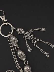 1件欧美嘻哈风格男女通用腰链，朋克骷髅牛仔裤链，时尚配饰 - 銀色 - 查看 3