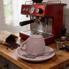 Bộ tách và đĩa espresso Ý mới, dung tích 50ml, dày 9mm, màu tím nho, chất lượng cao, gốm sứ tái sử dụng, thiết kế tối giản. - Màu tím - Xem 3