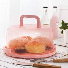 Wadah Kue Multifungsi dengan Pegangan dan Pengunci yang Aman, Kotak Penyimpanan Kue untuk Menjaga Kesegaran, Anti Bau, Cocok untuk Penggunaan di Rumah, Kontak dengan Makanan - Wadah Portabel untuk Makanan Penutup, Buah, dan Pengawetan Makanan - Berwarna merah muda - View 7