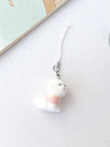 Cute Cartoon White Flocked 1pc Soft Animal Phone Lanyard With Fish Pendant And Striped Beads Spring Gift Birthday Party - Multicolor - View 3