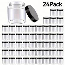 24/12/6/1pc Clear Plastic Storage Jars With Black Lids | 4oz Round Containers For Nuts, Fruits, Candies, And Snacks | Reusable & Multipurpose Kitchen Organizer - Multicolor - View 8