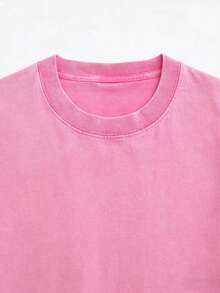 Disney Toy Story Three Eyed Boy Cartoon Printed Water Washed Cotton Round Neck Loose Short Sleeve T-Shirt, Y2K Style, Youthful Design, Suitable For Daily, Street, Outdoor, And Party Wearing. - 玫紅色 - 查看 3
