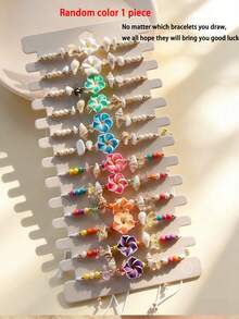 12pcs/Set Boho Style Tropical Jasmine Flower Shell Bead Bracelet Set, Suitable For Women. Colorful Hawaiian Jasmine Flower Decorated Adjustable Bracelet With Natural Shell And Acrylic Flowers, Summer Beach Holiday Accessory - Multicolor - View 9