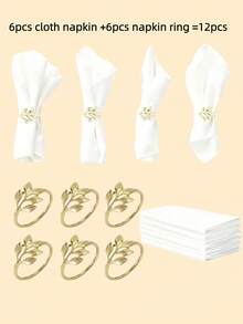 12pcs Satin Napkins & Napkin Rings Set - Suitable For Wedding Party Celebrations And Holiday Dinners, Smooth Fabric Napkins With Metal Napkin Rings - Multicolor - View 15