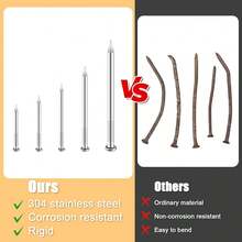 500Pcs Stainless Steel Wall Nails Assortment Kit, 6 Sizes Long Nails For Hanging Picture Frames,Shelves, Wood, Drywall, Small Nails, Finishing Nail For Home Decor & Home Improvement - Silver - View 6