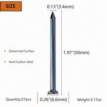 27pcs 2 Inch Wall Nails,Galvanized Hardware Nails,Good Hardness Wall Nails For Hanging Pictures - 2in(27pcs) - View 3