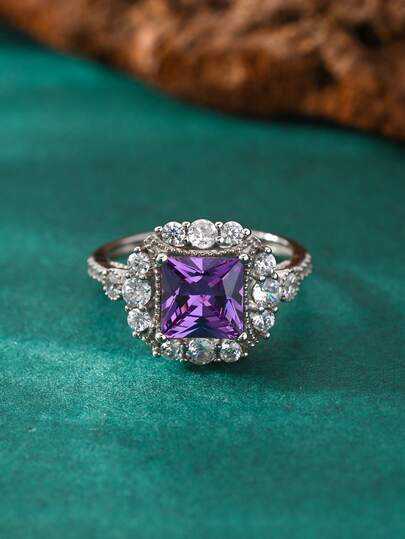 1 pieza Anillo de plata de ley 925 con gema elegante, joyería única para mujer, adecuado para uso diario, fiestas, regalo del Día de la Madre, regalo festivo