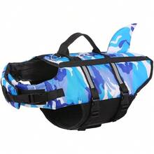 Pet Dog Life Jacket Vest Clothes Life Vest Collar Harness Dog Swimming Swimwear Summer Camouflage Shark Blue Purple Red - Blue - View 13