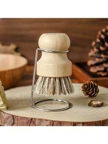 2pcs Natural Bristle Kitchen Brush With Drainage Function, Made Of Wood And Coconut Fiber, Suitable For Cleaning Dishes And Cookware, Retro Design - A - View 11