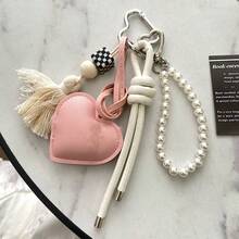 INS珍珠蝴蝶结包饰，少女时尚包包配饰，皮革心形钥匙扣吊坠，送给姐妹和闺蜜的新款礼物，可爱度假必备包包配饰，教师节礼物 - 彩色 - 查看 12