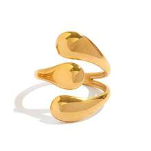 3pcs/1pc Geometric Open Stainless Steel Plated Premium Ring With A Minimalist Design With Lines And Squares For Everyday Wear And Ladies' Parties - Multicolor - View 7