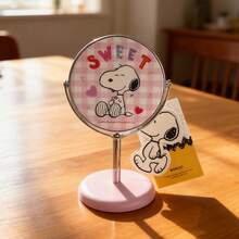 Miniso 1pc Snoopy PU Leather Rotating Vanity Mirror, Adjustable 360° Rotation, Home Decor, Suitable As Birthday Gift - Multicolor - View 6