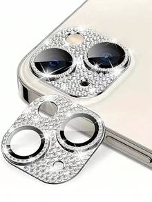 防震镜头保护膜 1 片装 闪亮钢化玻璃相机镜头保护膜，带水钻，兼容 11/12/13/14/15/15Pro/15Pro Max/Plus/Mini 时尚防刮水晶镜头盖 送给家人和朋友的礼物 手机配件 防水防震防指纹 全覆盖 生日礼物 - 銀色 - 查看 7