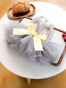 1件宠物服装，可爱浪漫薄纱连衣裙套装，适合小型犬猫，小狗婚礼礼服系列 - 彩色 - 查看 5