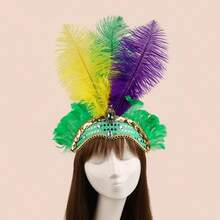 1 chiếc băng đô cài tóc lông vũ lễ hội, băng đô biểu diễn, băng đô lấp lánh thập niên 1920, phụ kiện tóc dự tiệc trà, phụ kiện băng đô hóa trang. - màu đen - Xem 11