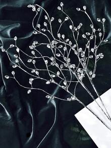 1支精美银色水钻仿真花，闪亮人造花瓶填充物，手工可弯曲创意插花，适合母亲节礼物、花束、婚礼装饰、节日家居桌面装饰 - 銀色 - 查看 4