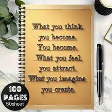 100-Page Inspirational Quote Spiral Notebook, 50 Sheets. A Helpful Tool For Work And Study, Suitable For School Records And Personal Writing. Can Be Given As Graduation Or Birthday Gifts To Friends And Family. Ideal For Journaling, Daily Planning, And Memo Notes. Unique Style, A Popular Gift Choice. - H - View 1