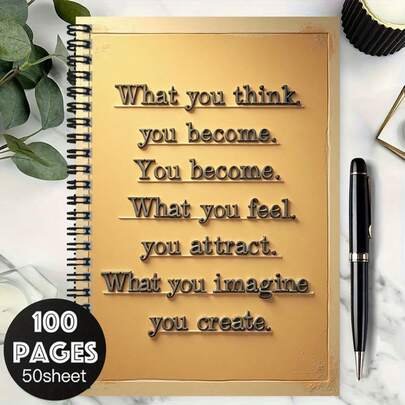 100-Page Inspirational Quote Spiral Notebook, 50 Sheets. A Helpful Tool For Work And Study, Suitable For School Records And Personal Writing. Can Be Given As Graduation Or Birthday Gifts To Friends And Family. Ideal For Journaling, Daily Planning, And Memo Notes. Unique Style, A Popular Gift Choice.
