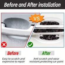 8pcs New Carbon Fiber Forged Texture Car Door Handle Bowl Protector Stickers, Anti-Collision Protective Strips, Scratch-Resistant And Wear-Resistant - Multicolor - View 3