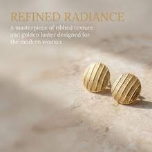 Striped Round Earrings ,Gold Minimalist Stainless Steel Material ,Retro Signature Jewelry Suitable For Women - Gold - View 7