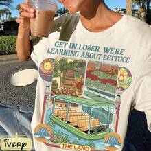 Retro Epcot Inspired Living With The Land Aesthetic Shirt, Funny  Park Get In Loser We Re Gonna Learn About Lettuce Tee - White - View 1