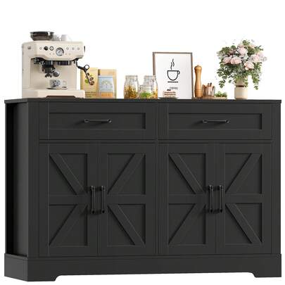 Sideboard Kitchen Buffet With Worktops, Kitchen Cabinet 2 Drawers And 4 Doors For Kitchen, Living Room, Hallway And Dining Room