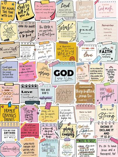 50PCS Bible Note Inspirational Stickers, PVC Waterproof Stickers, Self Adhesive,School Stationery Supplies,Journaling Supplies,Scrapbook Supplies,Mobile Phone,Laptop,Bumper,Skateboard,Water Bottles,Hard Hat,Car Stickers