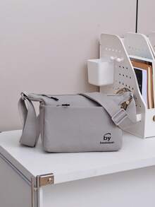 2026新款韩版简约单肩包，时尚百搭双肩包，休闲轻便大容量斜挎包，男女通用 - 淺灰色 - 查看 1