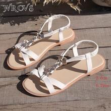 WRCVS Beige Women's Sandals, Flat Sandals With Criss-Cross Straps And Open Toe, Lightweight, Non-Slip, Vacation Style, Random Woven Pattern, Tassel Outdoor Sandals,Beach Shoes,Summer Outfits - Beige - View 9